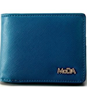 Classic MoDA Blue Faux Leather Bi-Fold Wallet